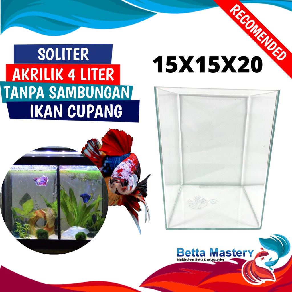 SOLITER AKRILIK 4 LITER TANPA SAMBUNGAN | AKUARIUM AQUARIUM MINI IKAN CUPANG ACRILIC CETAK WADAH BET