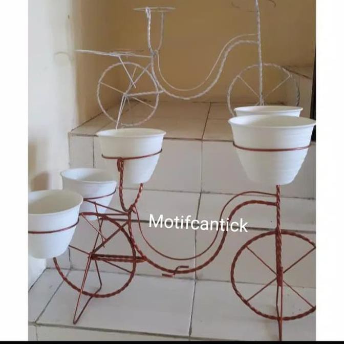 Terbaru rak standing pot bunga sepeda lubang 5 / rak besi pot bunga