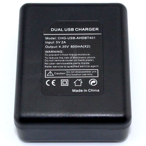 Charger Baterai 2 Slot untuk GoPro Hero 4 - AHDBT-401 - Black