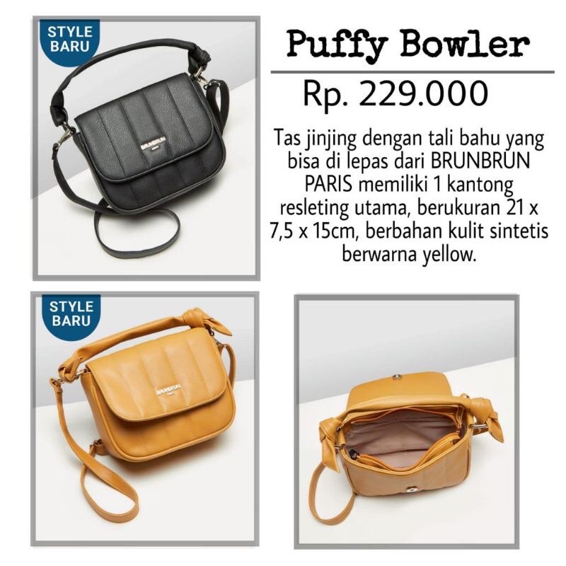 tas selempang brunbrun paris puffy bowler bag
