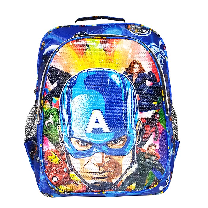 TAS RANSEL USAP 2 GAMBAR KARAKTER CAPTAIN AMERICA - ULTRAMAN ANAK SEKOLAH TK / SD TAS SEQUIN