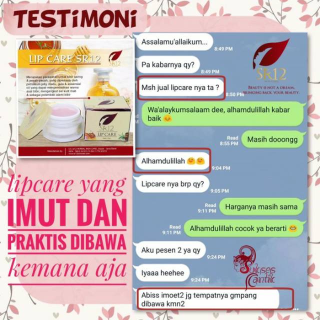 Pelembab bibir lip care SR12 BPOM ORIGINAL