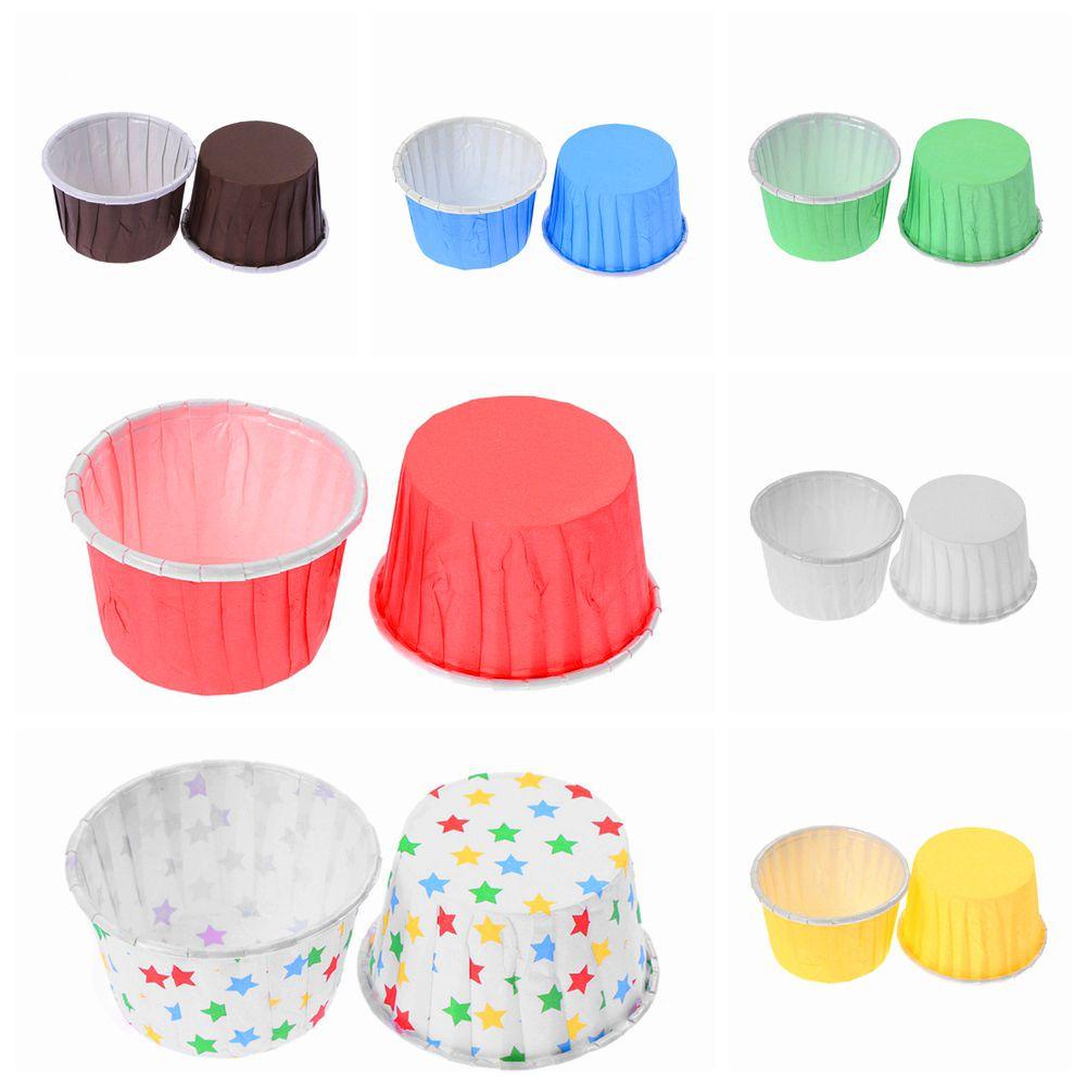 R-FLOWER 50pcs Pembungkus Cupcake Home&amp; Kitchen Pan Case Kertas Perlengkapan Pesta Pembungkus Kue