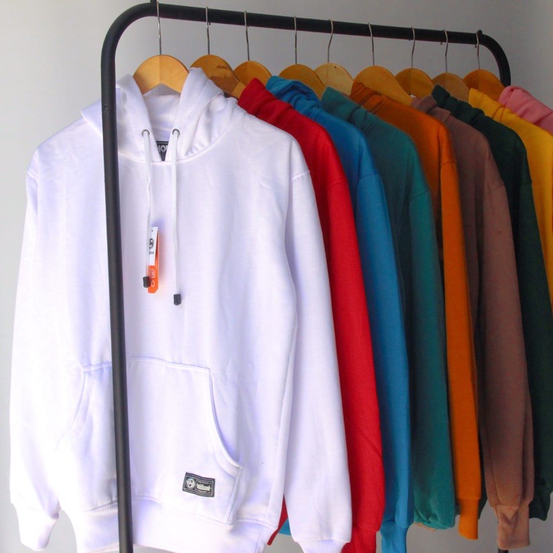Jaket Sweater Hoodie Polos Pria Wanita Switer Cowok Premium Distro (BAYAR DI TEMPAT)-Putih