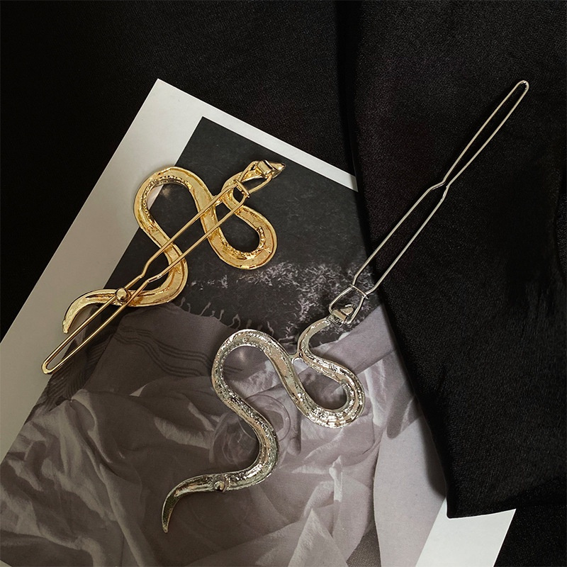 【COD Tangding】Ins Cool Girl Dark Snake Scorpion Snake Winding Creative Personality Hairpin Bang Clip