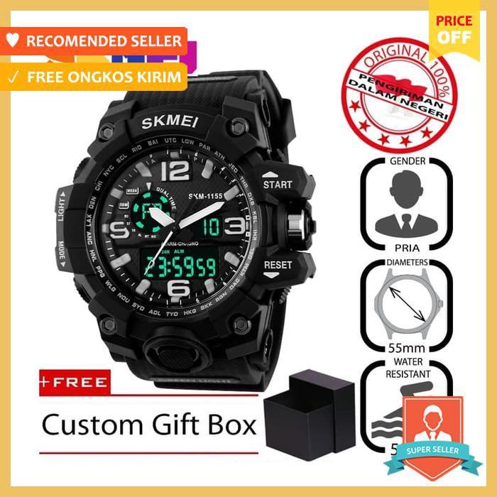 Jam Tangan Led Original Skmei Model 1155 Ad1155 Skmei Sport Watch Hitam