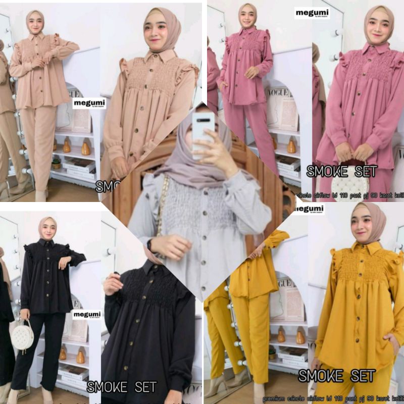 CRINKLE SETELAN SMOKE PREMIUM // ONE SET TERBARU WANITA VIRAL