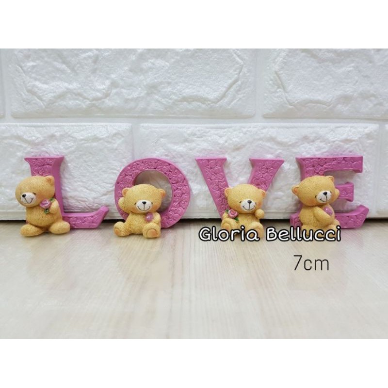 patung pajangan beruang love bear dekorasi interior hiasan rumah lucu