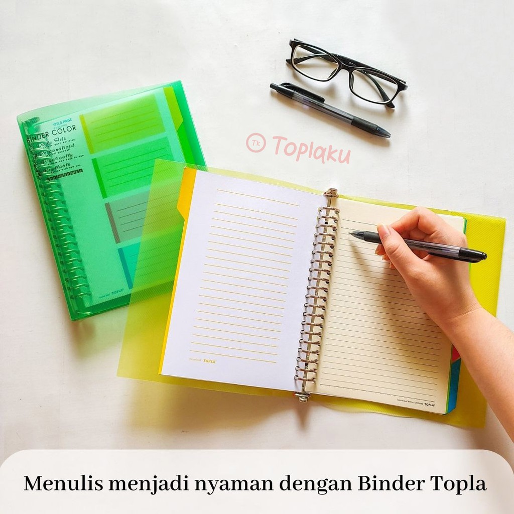 TOPLA Premium Binder A5 Polos 20 Ring Anti Air Transparan Notebook Buku Kuliah Note Sekolah Transparant Bening Zipper Clear Aesthetic Lucu