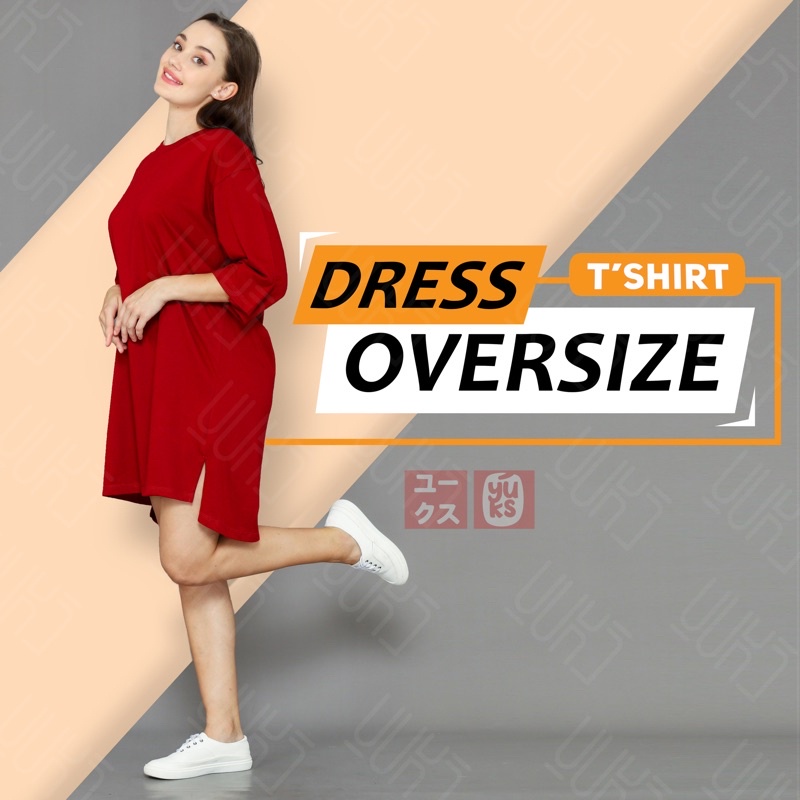 KAOS OVERSIZE MIDI DRESS KOREA TEBAL TIDAK NERAWANG TSHIRT OVERSIZED LONG BAJU TUNIK WANITA HIJAB FASHION BIG SIZE POLOS KOREAN TOP