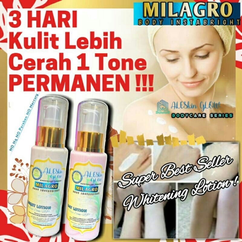 MILAGRO BODY INSTABRIGHT PAKET BODYLOTION Permanen Pemutih Badan Hand Body Whitening