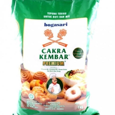 

Tepung Terigu Premium Bogasari Cakra Kembar 1 kg