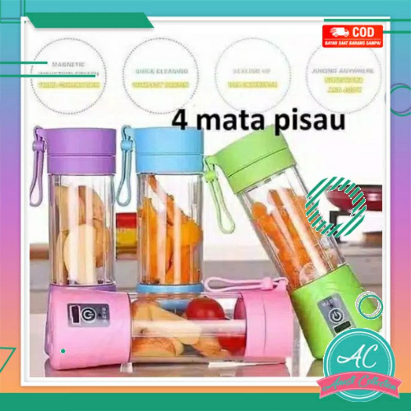 Blender portable mini USB rechargeable alat pembuat jus juicer shake n take juser buah elektrik rechargeable