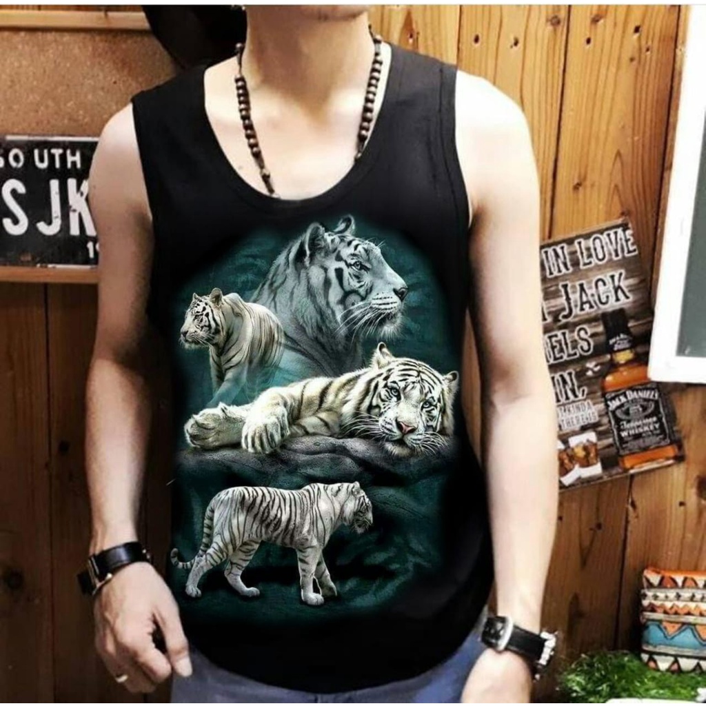 Shalch trendy / Singlet Kaos lekton pria motif macan maung