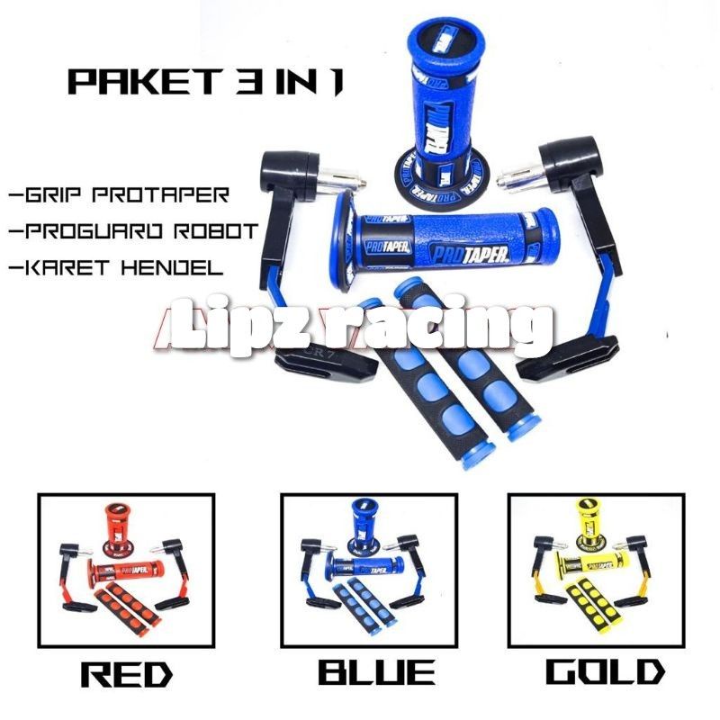 PAKET ACC STANG proguard robot + handgrip Protaper Warna + karet handle 3in1 universal motor