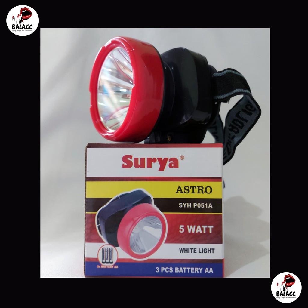 SENTER KEPALA BATERAI 5watt SURYA ASTRO SYH P051A