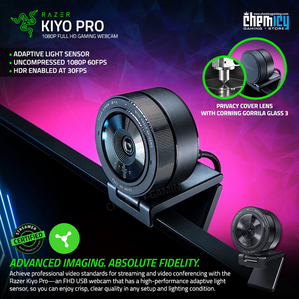 Razer Kiyo Pro Full HD 1080P Webcam with Adaptive Light Sensor