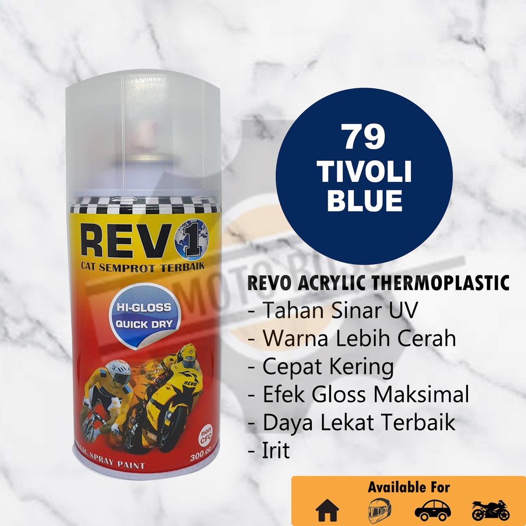 

Cat Semprot Acrylic Revo Tivoli Blue / Biru Gelap / Tua 79 - Pilok Pilox Akrilik