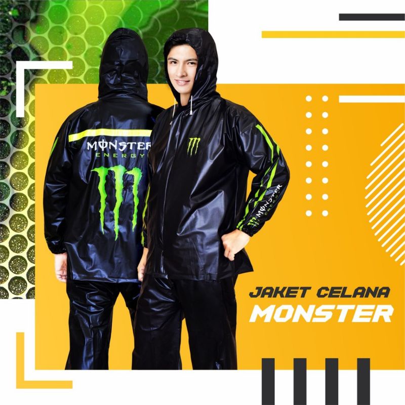 Jas Hujan Jaket Celana Monster Energy