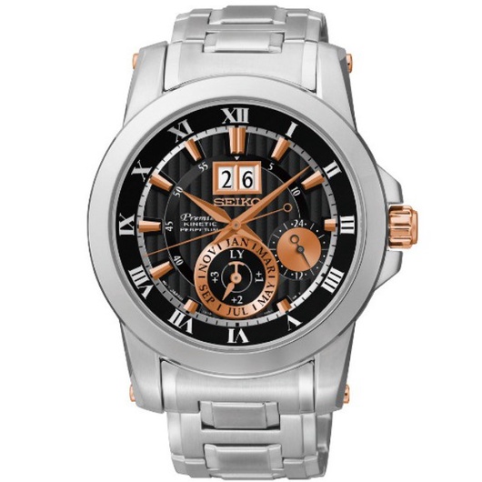 Seiko SNP098P1 Premier Kinetic Perpetual Silver Rose Gold