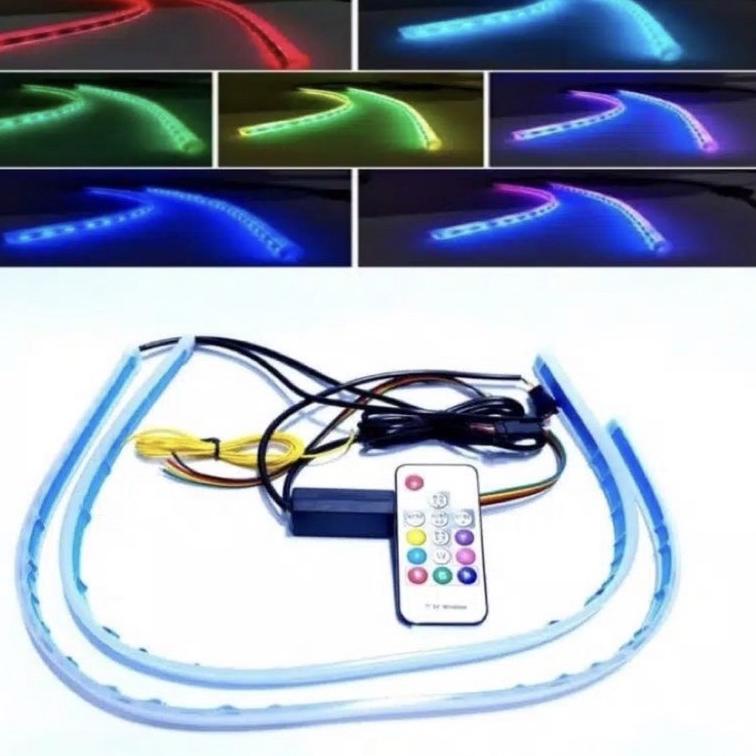 lampu alis rgb drl flexibel slim rgb remote rubah warna 30cm 45cm nmax pcx mobil lexi adv semua motr