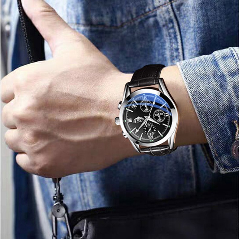 LIGE 9839 fashion jam tangan pria original multi fungsi kronograf anti air olahraga jam tangan