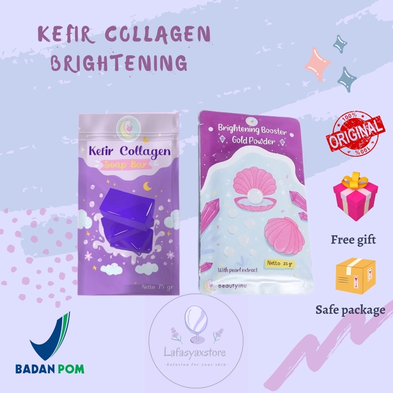 SIAP KIRIM❗️KEFIR COLLAGEN SOAP BAR BEAUTYINU SABUN PEMUTIH BADAN 75gr & BRIGHTENING BOOSTER GOLD PO