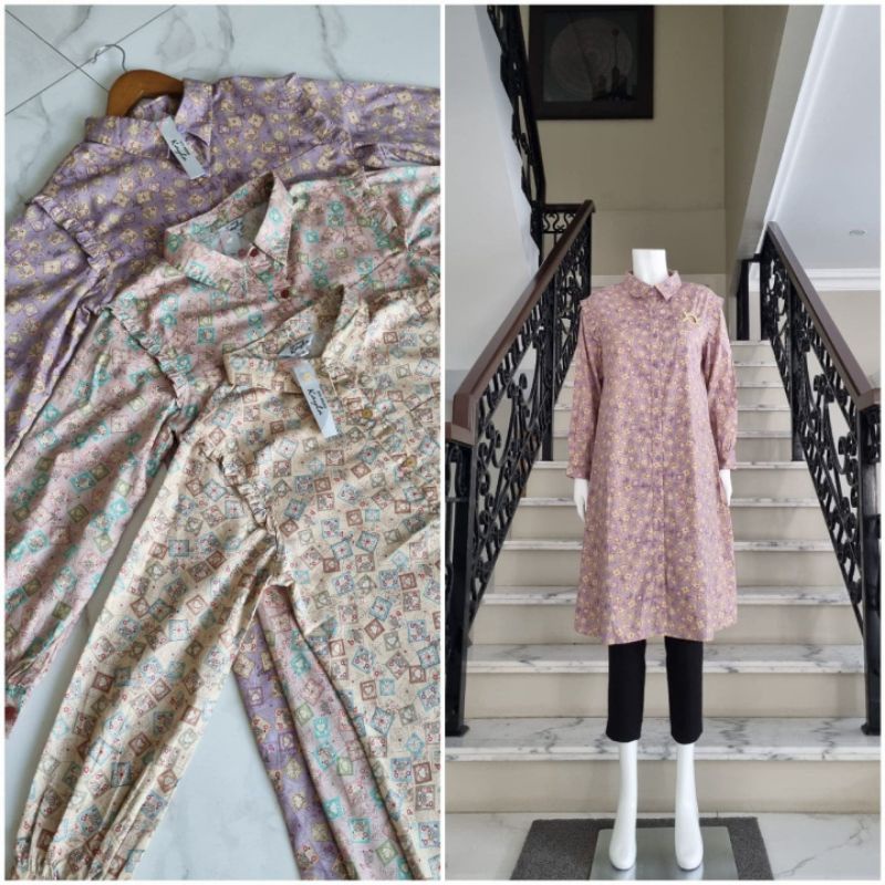 Kemeja Tunik Motif Abstrak ori By Edness Kayla