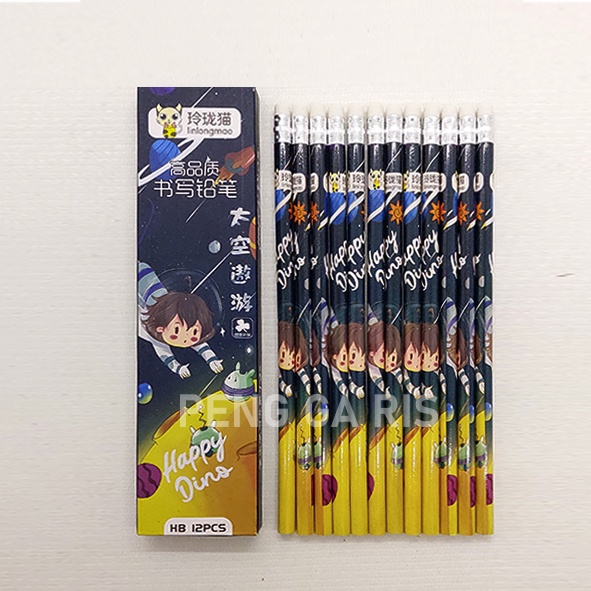 

Pensil HB Penghapus 1 Pack Isi 12 Happy Dino
