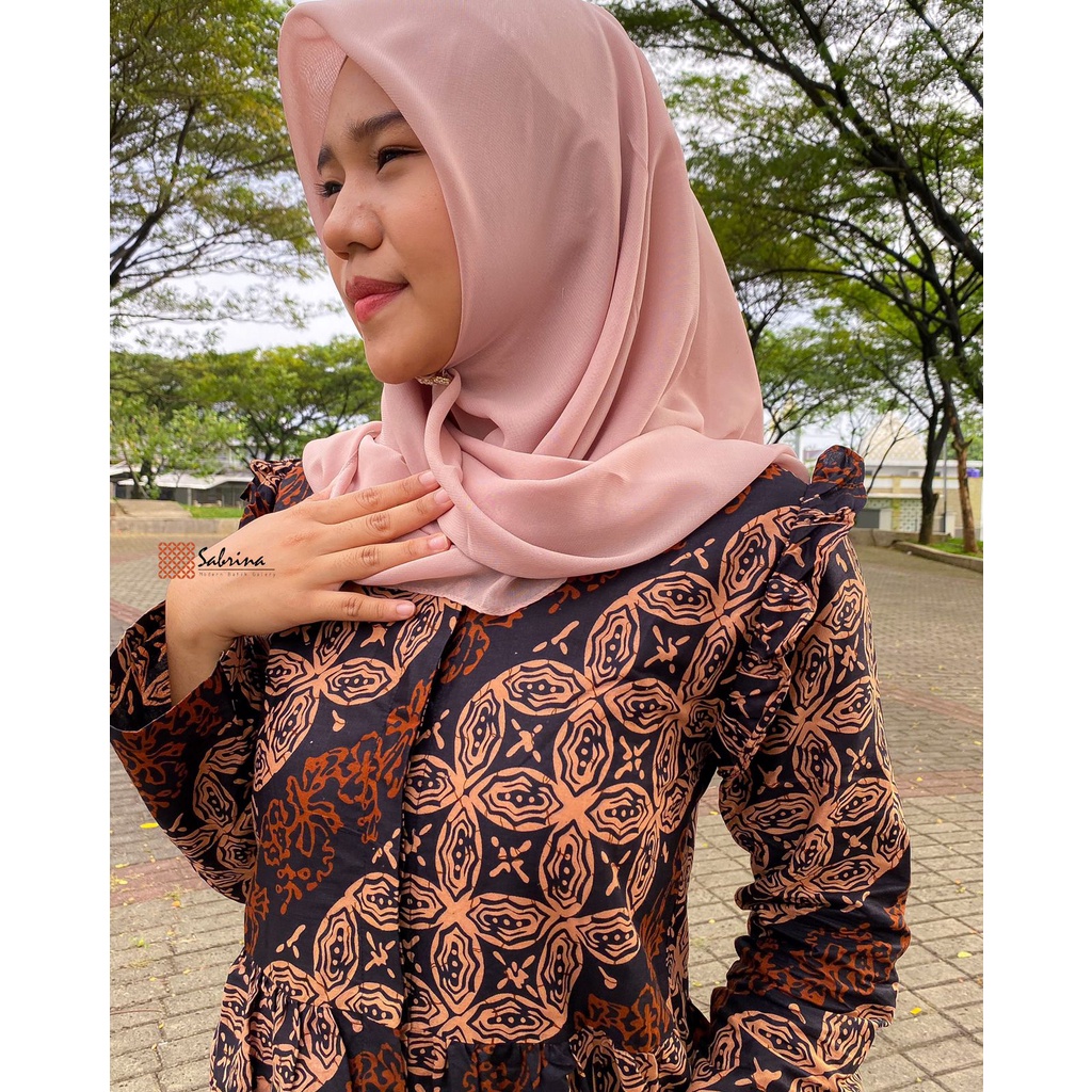 Haera Atasan Blouse Batik Kerja Kantor Wanita Modis Modern Kekinian Katun