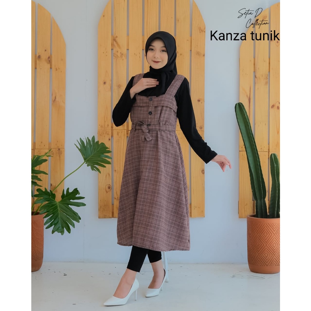 DRESS KHANZA OVERALL kotak / HANDAYANI / MOULY  ootd selebgram remaja busana wanita muslim fashion free inner OVERALL dress remaja baju muslim anak tanggung outer terbaru lebaran ecer grosir reseller dropshiper manset