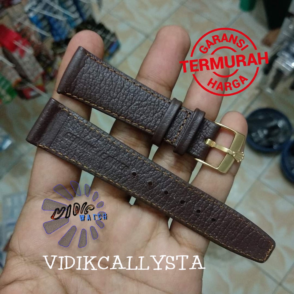 Leather strap Rolex oyster flex Rolex 20mm Drak brown Tali Jam ROLEX Datejust President Kulit 20 mm