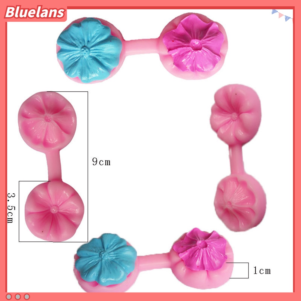 Bluelans Cetakan Fondant / Permen / Cokelat 2 Sekat Bentuk Bunga / Daun / Kupu-Kupu DIY Untuk Dapur