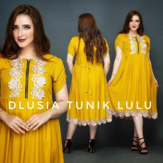 DASTER ARAB DLUSIA TUNIK LULU || RAYON SUPER GRADE A || RESLETING-Kuning