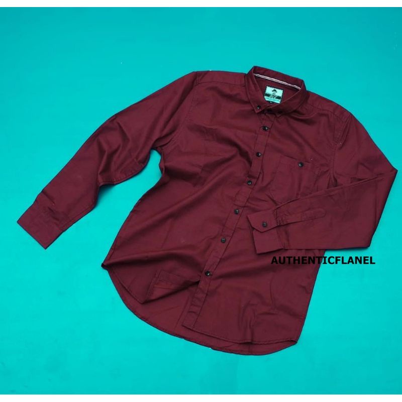 Kemeja Panjang Polos Pria Premium Dewasa Merk F2D Original Distro Standar Jumbo Ukuran M L XL Hitam Navy Maroon Kemeja Kasual Cowok Laki Laki-Laki