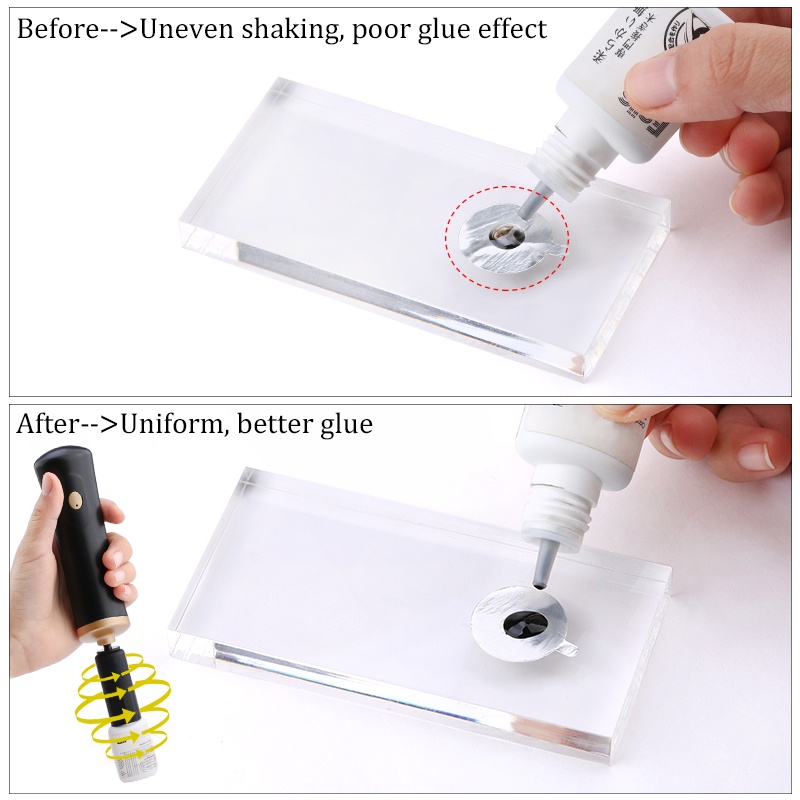 Alat Pengocok Lem Bulu Mata Pembersih Kuas Makeup Elektrik Untuk Cairan Kutek Mesin Goyang Dengan 2pcs Konektor 6pcs Glue Cover Die