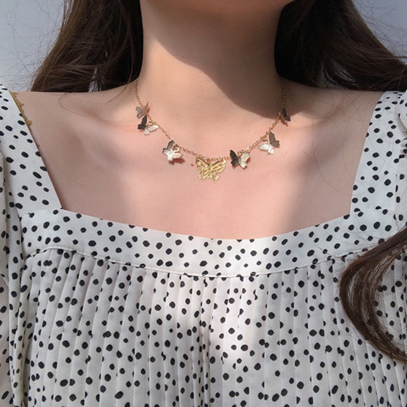 Gentle and light luxury niche butterfly star clavicle chain necklace 211014