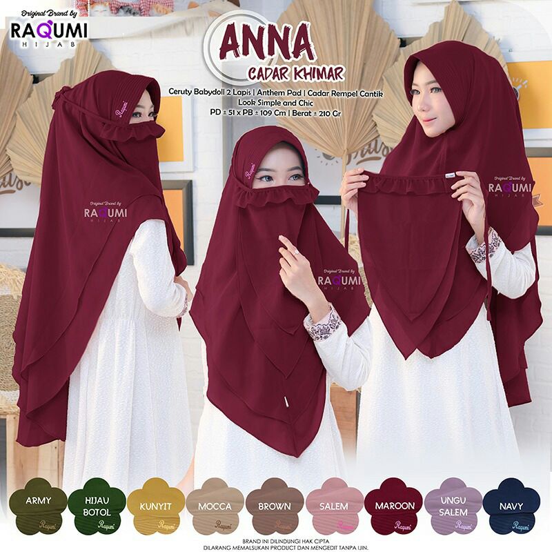 Hijab Instant Terbaru Anna Cadar Khimar by Raqumi / OOTD Hijab / Style HIjab 2022 / Model Hijab 2022
