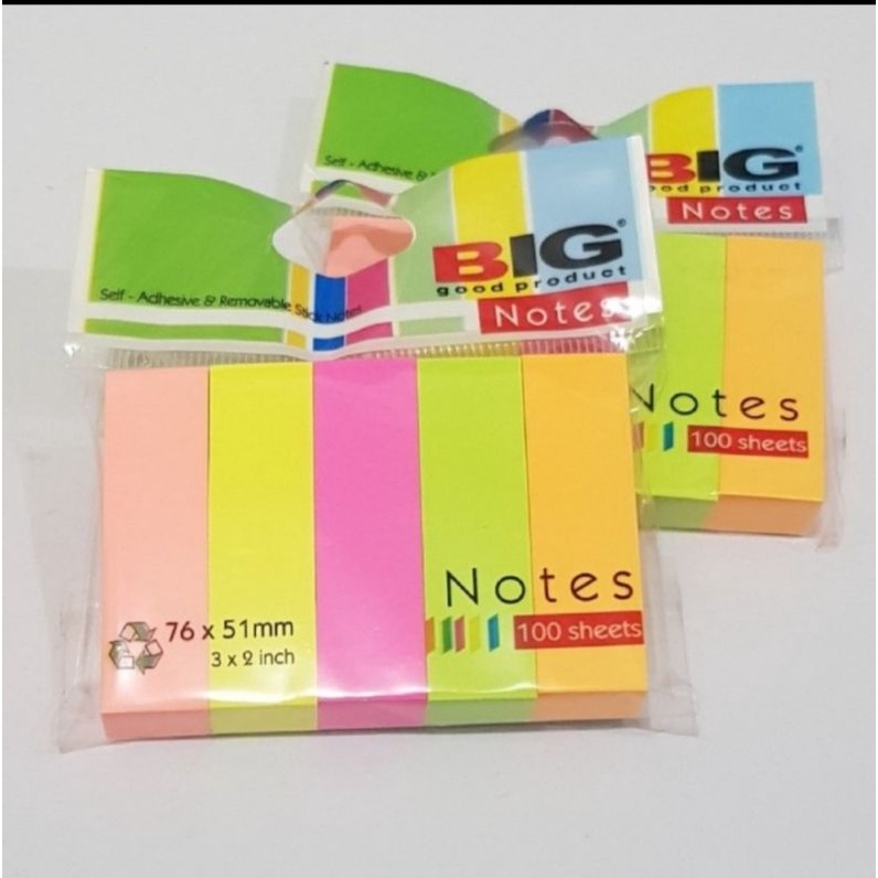 

Stick Note BIG BENEFIT 5 Warna 76×51 mm Sticky Note Post It Catatan Memo 3×2 inch