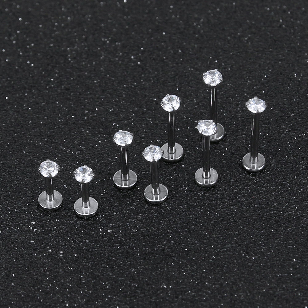 8pcs / Set Anting Stud Kristal Berlian Imitasi Bahan Stainless Steel Untuk Bibir Telinga