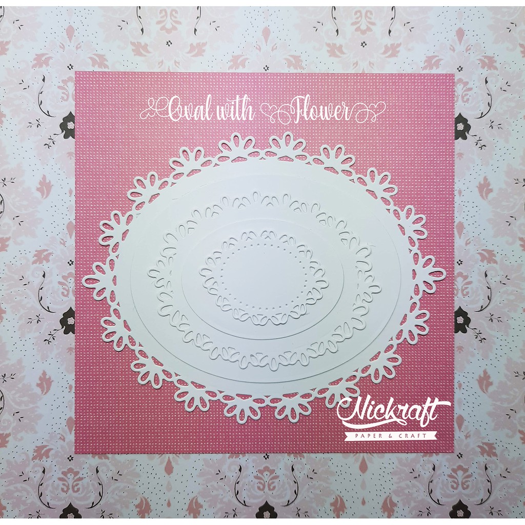 

OVAL WITH FLOWER - BAHAN SCRAPBOOK LABEL