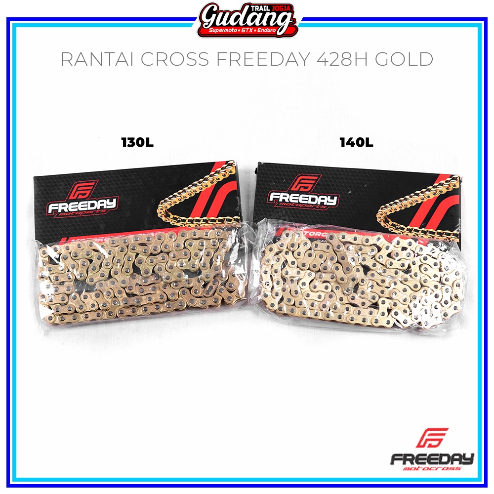 Rantai Cross FREEDAY 428H -140L 130L Gold KLX 150 BIGFOOT DTRACKER CRF 150L WR 155