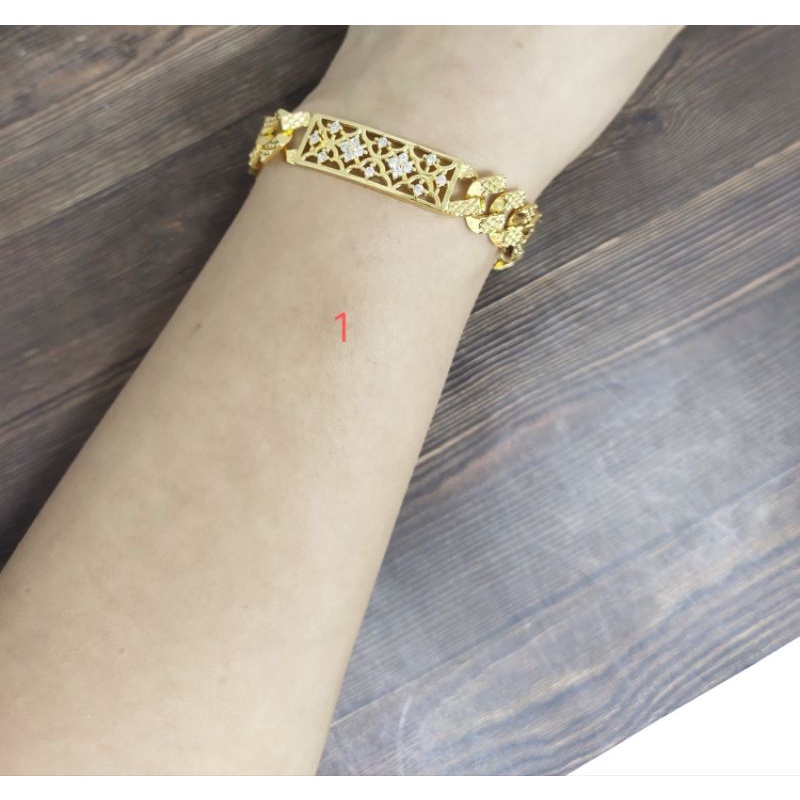 Fifi Fashion Gelang Sisik Naga Kombinasi Fashion Model Perhiasan Lapis Emas GN01
