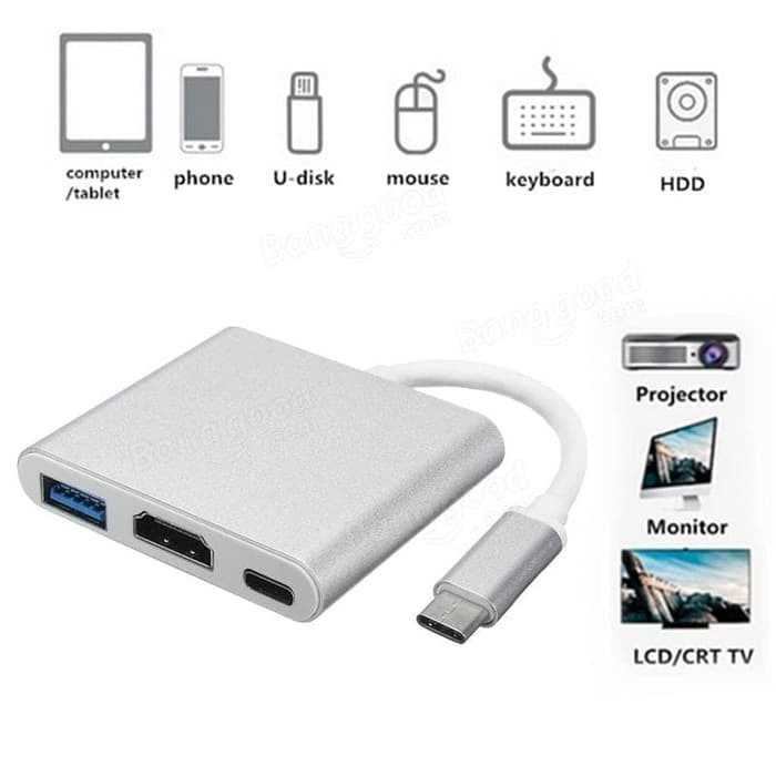 Kabel USB Type C To HDMI + USB 3.0 3in1