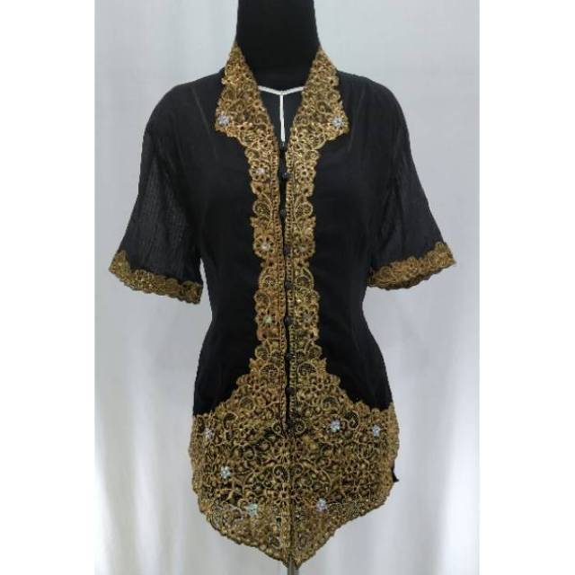 Promo Kebaya Encim Modern Sari Import Kombinasi Brukat Bordir Hitam