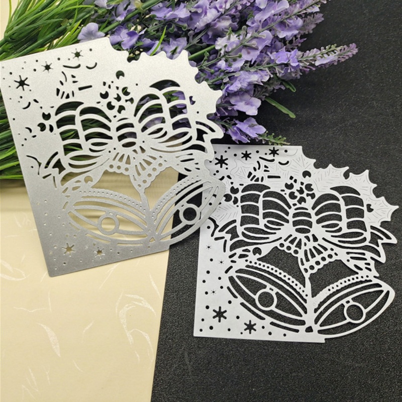 Cetakan Stensil Cutting Dies Motif Lonceng Natal Bahan Metal Untuk Scrapbook / Craft DIY / Embossing