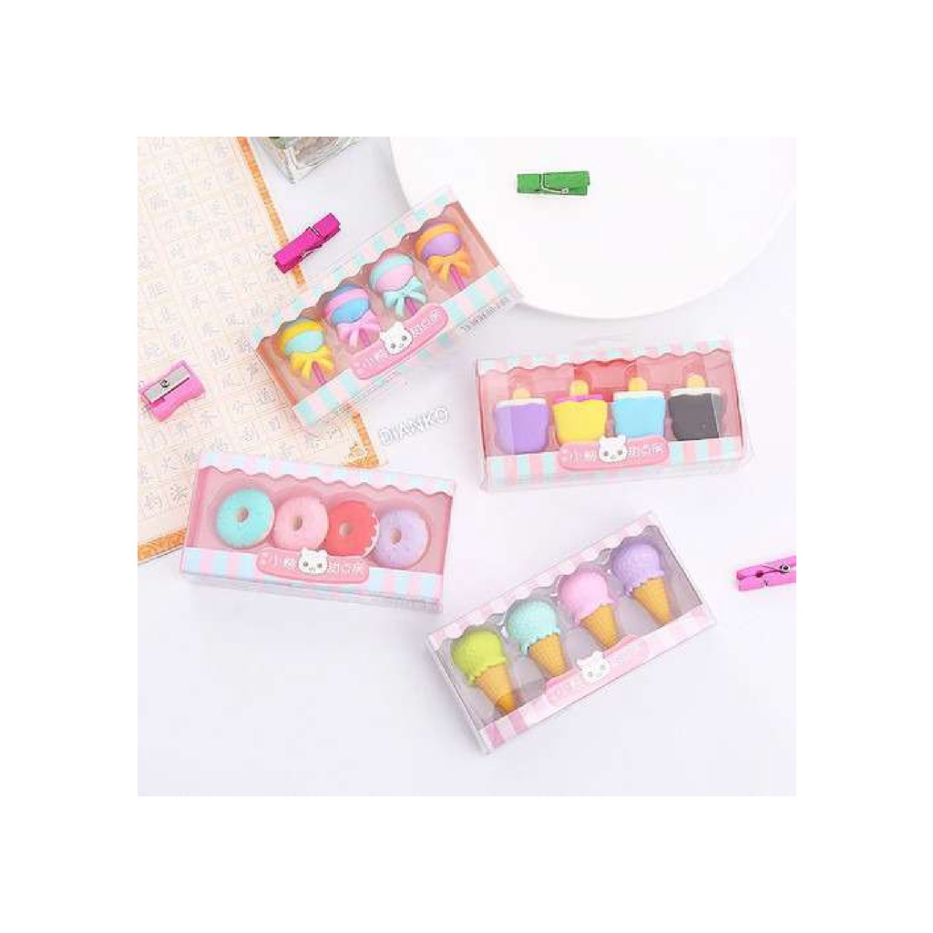 

4 IN 1 PENGHAPUS PENSIL MODEL ICE CREAM DONAT LOLLIPOP STICK ICE CREAM 1 SET ISI 4 PCS