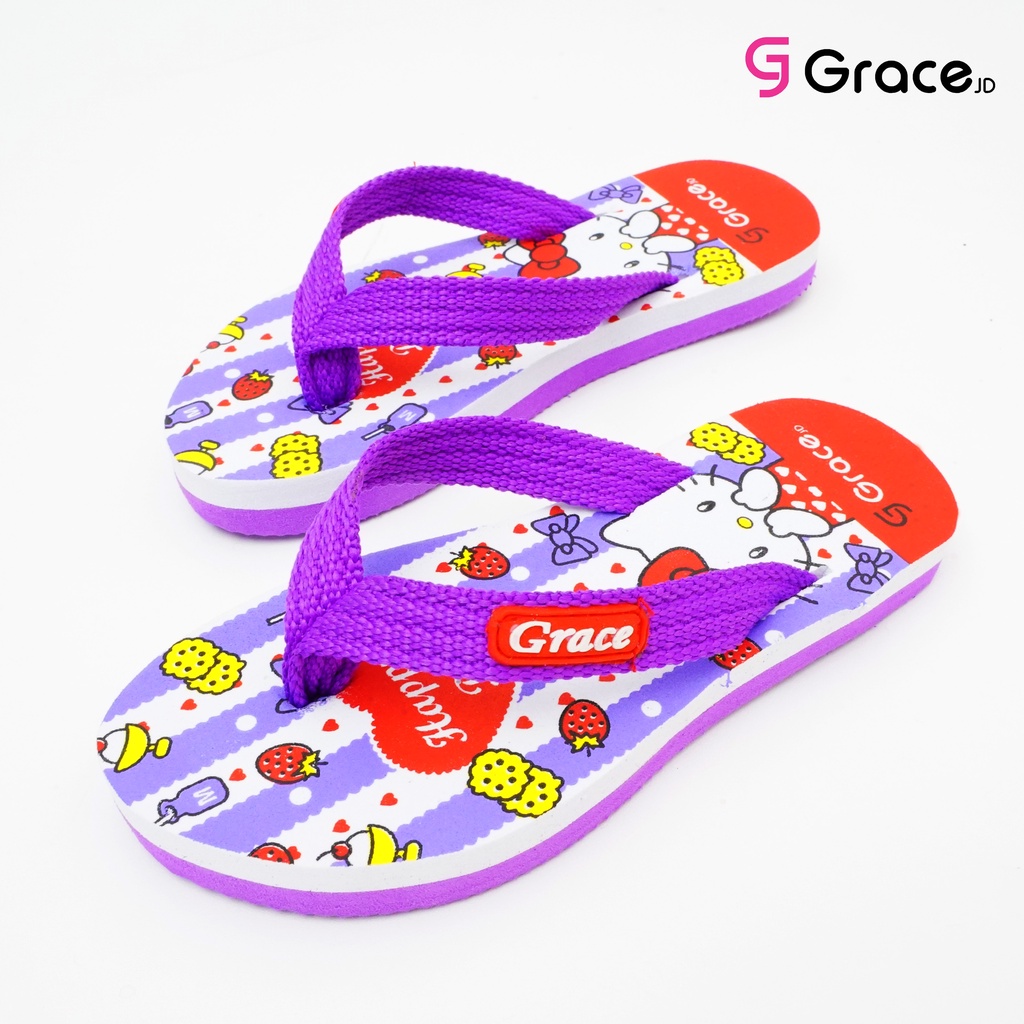 GRACE [NOIR TP HELLO KITTY] 26-35/ Sandal Jepit Anak Perempuan/ Sendal Jepit Spon Teplek Anak Cewek