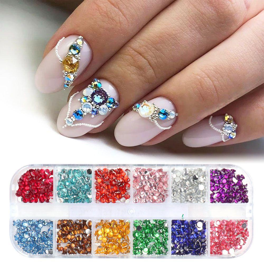 Mxbeauty Kuku Berlian Imitasi Dengan Pinset Set 3mm Warna-Warni Resin Manicure Aksesoris Flatback Phone Case Decor DIY Ornamen 3D Nail Art Dekorasi