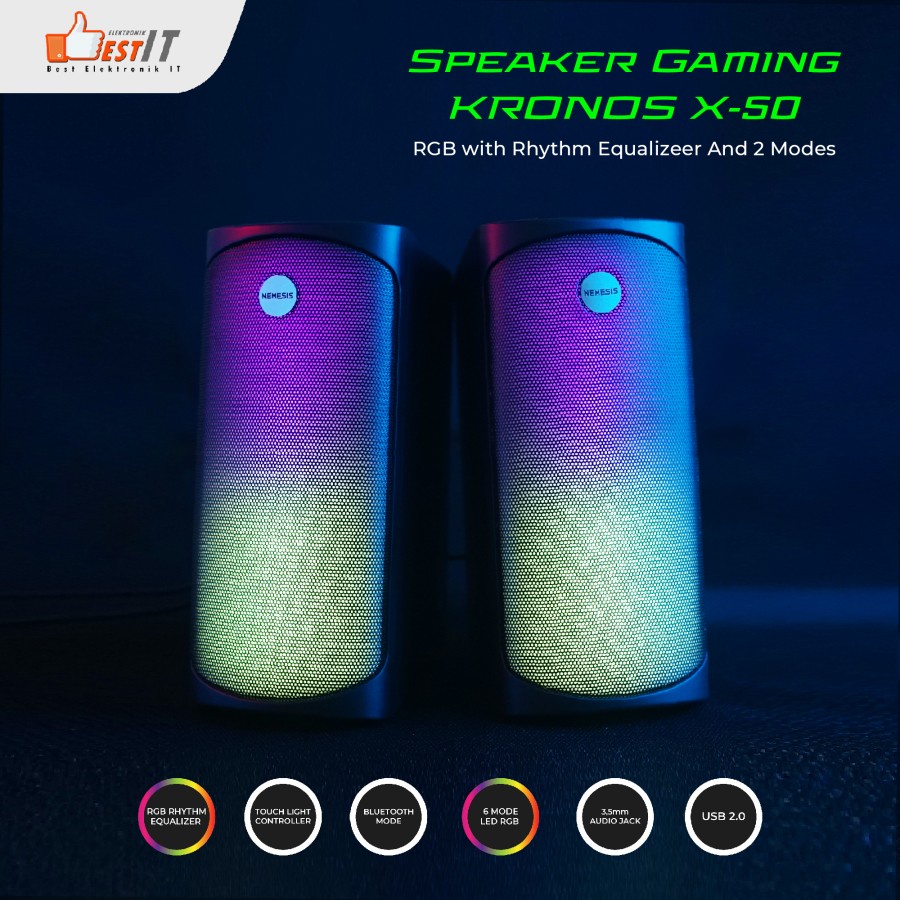 Speaker Gaming RGB NYK X50 Kronos Dual Mode RGB Rythm Bluetooth